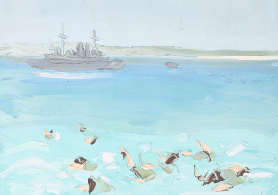 SALLY WEST: Troops Swimming at Anzac Cove